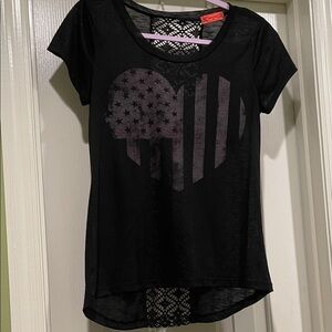 Spoiled Black and Purple Heart Graphic Top